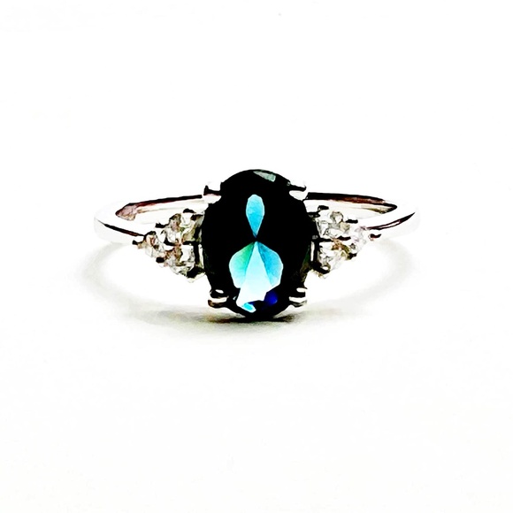 London Blue Topaz Ring Solid Sterling Silver 925 , December birthstone - Picture 3 of 5